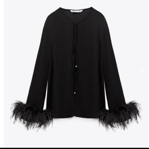 Zara Flowy Feather Blouse